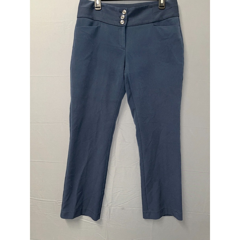 Anne Klein Dress Pants Womens 6 Navy Blue High Waist Business Career Office Wear